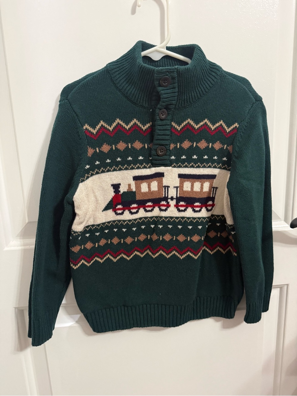 The Children's Place Dark Green Knit Zip-Up Train Sweater